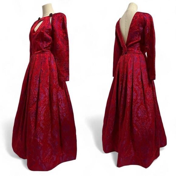 Vintage 80s Carolyne Roehm Opulent Evening Ball Gown XS Gala Royal Regency - Picture 2 of 16